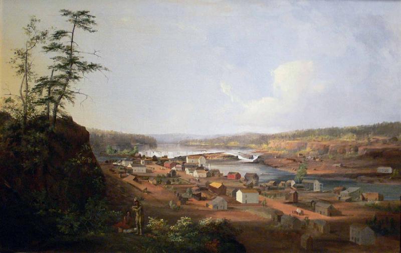 John Mix Stanley Oregon City on the Willamette River oil painting image